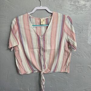 Marisol Woman's Light Multi-Colored Button Down Top size L